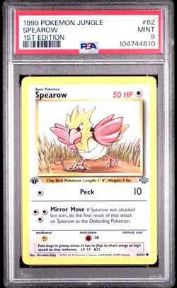 Spearow - 1st Edition - 62/64 Jungle - WOTC Unlimited - Pokemon TCG - PSA 9 MINT - Image 1