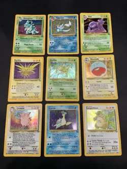 Vintage Holo Rare Pokemon Cards WOTC 1999 Fossil, Jungle-Scyther, Vaporeon, Etc. - Image 1