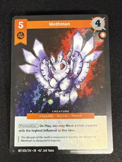 2025 MetaZoo Mothman 020/214 1 Star Rare Holo Card MZ1 HD SWIRL - NM - Image 2