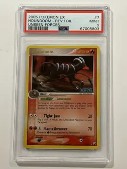 2005 Pokemon EX Unseen Forces - Houndoom Rev.Foil #7 PSA 9 MINT - Image 1