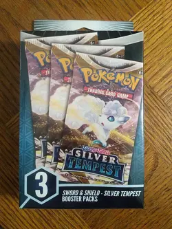 SEALED Pokemon TCG Silver Tempest Sword & Shield 3-Pack Sealed N.I.B. - Image 1