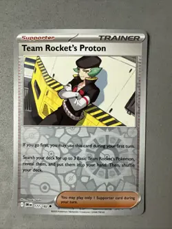 Pokemon TCG * Destined Rivals 177/182 Team Rocket's Proton U REVERSE HOLO * NM - Image 1