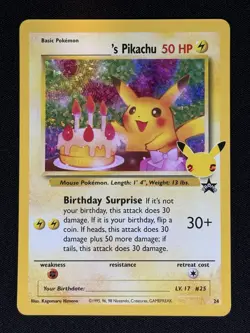 Pokemon Pikachu Birthday Black Star Promo Classic Collection 24 Celebrations - Image 1