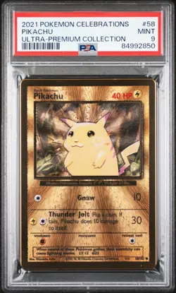 PSA 9 2021 Pokemon Celebrations UPC PIKACHU Gold Metal Card #58 - Image 1