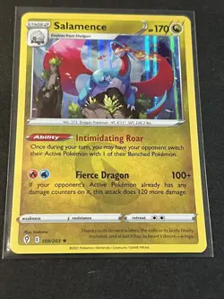 Pokemon TCG Salamence Sword & Shield Evolving Skies 109/203 Holo Rare Card - Image 1