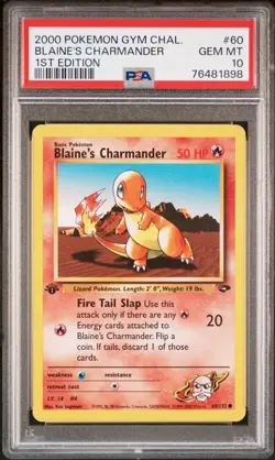 2000 POKEMON GYM CHALLENGE 1ST EDITION #60 BLAINE'S CHARMANDER PSA 10 - Image 1