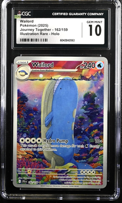 CGC 10 Wailord 162/159 Pokemon Journey Together Illustration Rare Alt Art - Image 1