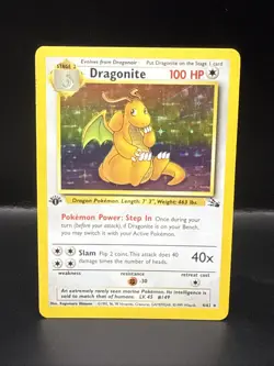 Pokemon TCG Dragonite First Edition Fossil Holo Rare 4/62 - Image 1