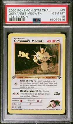 2000 POKEMON GYM CHALLENGE 1ST EDITION #43 GIOVANNI'S MEOWTH PSA 10 - Image 1