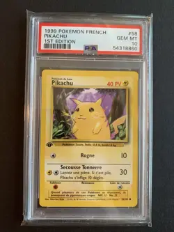 Pokemon Pikachu 1st Edition French Base 58/102 PSA 10 (54318860) - Image 1