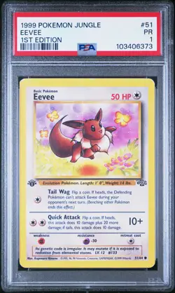 1999 POKEMON JUNGLE 1ST ED #51 EEVEE PSA 1 - Image 1