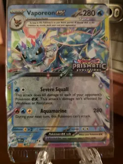 Pokemon TCG Prismatic Evolutions Vaporeon EX 023/131 Stamped Surprise Box Sealed - Image 1