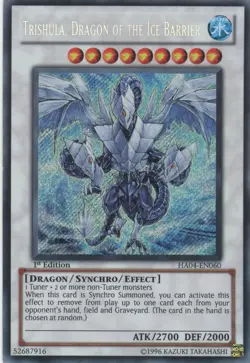 Yugioh Trishula, Dragon Of The Ice Barrier HA04-EN060 Secret Rare 1st LP - Image 1