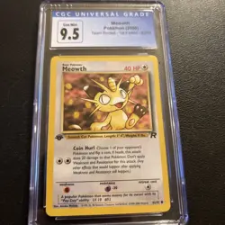 CGC 9.5 MINT+ Meowth Team Rocket 1st Edition 62/82 Pokemon Card - Image 1