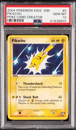Pokemon Pikachu Poke Card Creator Kids' WB! Promo #5 PSA 10 GEM MINT 2004 - Image 1
