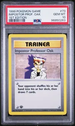 1999 POKEMON BASE SET 73 IMPOSTOR PROFESSOR OAK 1ST EDITION PSA 10 GEM MINT - Image 1