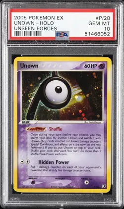 2005 POKEMON EX UNSEEN FORCES #P/28 UNOWN-HOLO PSA 10 - Image 1