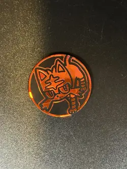 Pokemon Litten TEAM UP Cracked Ice Holo Collectible Coin Red Holofoil NM - Image 1