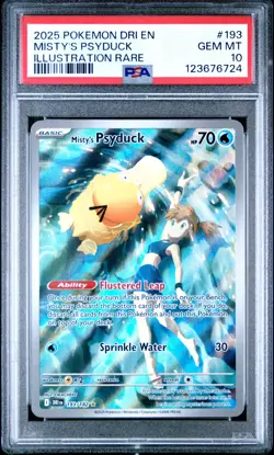 2025 POKEMON DRI EN DESTINED RIVALS ILLUSTRATION RARE 193 MISTY'S PSYDUCK PSA 10 - Image 1