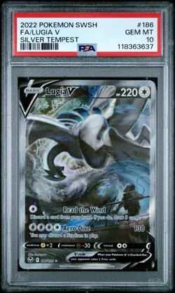2022 POKEMON SWORD & SHIELD SILVER TEMPEST #186 FULL ART/LUGIA V PSA 10 - Image 1
