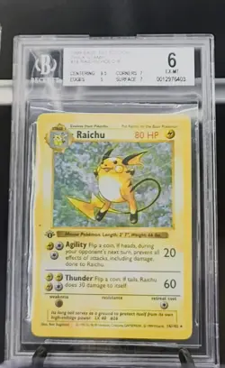 Pokemon Raichu #14 1st Edition HOLO Foil Thick Stamp Shadowless 1999 BGS 6 - Image 1