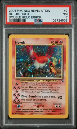 2001 POKEMON NEO REVELATION DOUBLE HOLO ERR #7 HO-OH-HOLO PSA 7 - Image 1