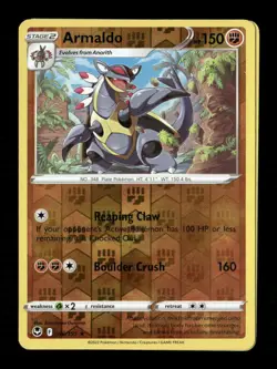 Armaldo Reverse Holo Rare SWSH12: Silver Tempest 096/195 NM Pokemon LP - Image 1