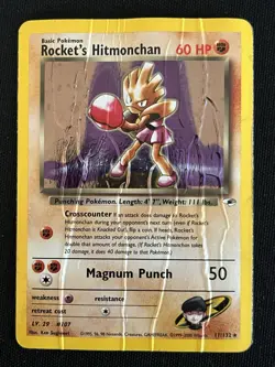 Pokemon Rocket's Hitmonchan 11/132 Gym Heroes Rare Holo Unlimited Wizards ENG - Image 1