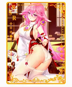 Anime Waifu Cards TCG | Yae Miko - Genshin Impact | SSR [ METAL CARD ] Hentai - Image 2