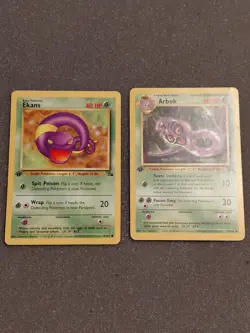 Arbok 31/62 1st Edition Fossil and Ekans 46/62 Lot Of 2 Vintage Pokemon Cards - Image 1