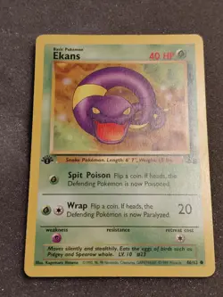 Arbok 31/62 1st Edition Fossil and Ekans 46/62 Lot Of 2 Vintage Pokemon Cards - Image 2