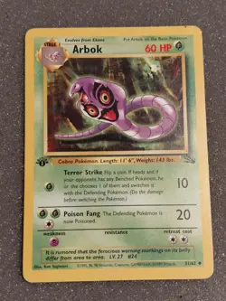 Arbok 31/62 1st Edition Fossil and Ekans 46/62 Lot Of 2 Vintage Pokemon Cards - Image 4