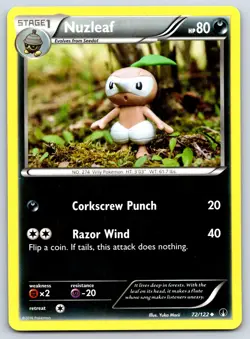 Nuzleaf - XY Breakpoint 72/122 Yuka Morii Pokemon Card LP - Image 1