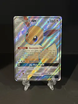 Pokemon TCG Eevee GX Full Art Rare Black Star Promo Card SM242 LP - Image 1