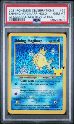PSA 10 GEM MINT Shining Magikarp 66/64 Celebrations Holo Pokemon Card - Image 1