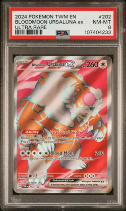 2024 POKEMON TWM EN-TWILIGHT MASQUERADE ULTRA RARE BLOODMOON URSALUNA EX PSA 8 - Image 1