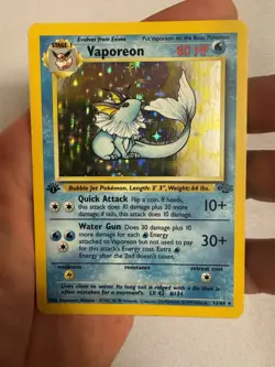 1999 Pokemon - 1st Edition Vaporeon Holo Rare - Jungle 12/64 - WOTC - Image 1