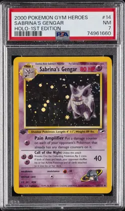 2000 POKEMON GYM HEROES HOLO-1ST ED #14 SABRINA'S GENGAR PSA 7 - Image 1
