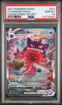 2021 POKEMON SWORD & SHIELD FUSION STRIKE SECRET FULL ART/GENGAR VMAX PSA 10 - Image 1