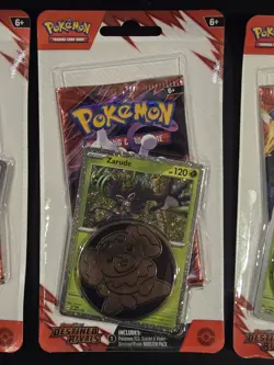 Pokemon Destined Rivals Blister Pack Zarude Cosmos Holo Promo & Coin Lot Of 4 - Image 3