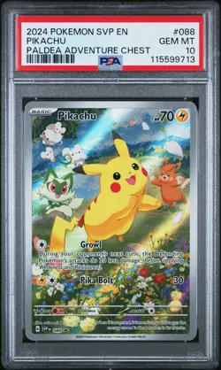 2024 POKEMON SVP EN-SV BLACK STAR PROMO PALDEA ADVENTURE CHEST PIKACHU PSA 10 - Image 1
