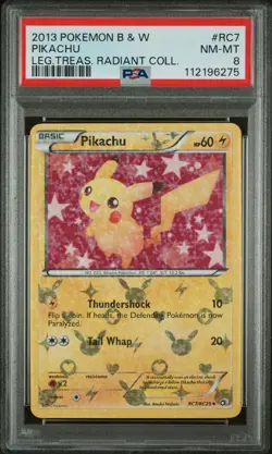 PSA 8 2013 POKEMON BLACK & WHITE LEGENDARY TREASURES RADIANT #RC7 PIKACHU - Image 1