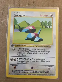 Pokemon TCG Porygon Base Set 1st Edition 39/102 Never Played Near Mint - Image 1
