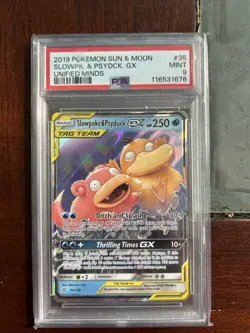 Pokemon TCG Slowpoke Psyduck GX Holo Card 35/236 Sm-Unified Minds PSA 9 Mint - Image 1