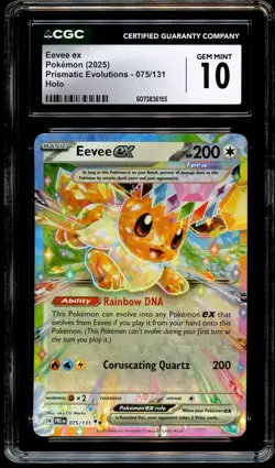 CGC 10 GEM MINT Eevee Ex 075/131 HOLO RARE Prismatic Evolutions Pokemon Card 155 - Image 2