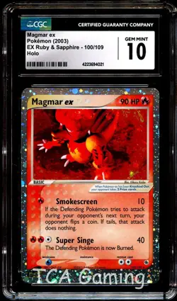 CGC 10 GEM MINT Magmar Ex 100/109 HOLO RARE Ruby & Sapphire Pokemon Card 021 - Image 1