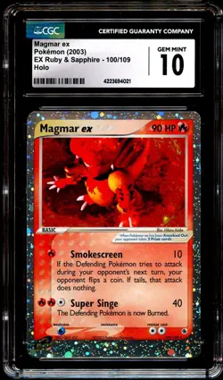 CGC 10 GEM MINT Magmar Ex 100/109 HOLO RARE Ruby & Sapphire Pokemon Card 021 - Image 2
