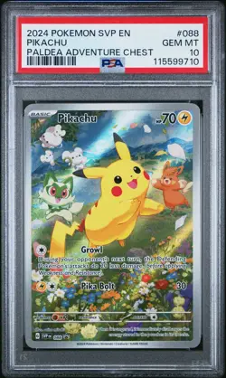 2024 POKEMON SVP EN-SV BLACK STAR PROMO PALDEA ADVENTURE CHEST PIKACHU PSA 10 - Image 1