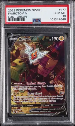 2022 POKEMON SWORD & SHIELD LOST ORIGIN #177 FULL ART/ROTOM V PSA 10 - Image 1