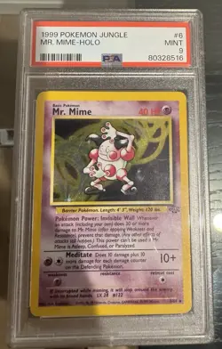 1999 Pokemon Jungle Mr. Mime Holo #6 PSA 9 - Image 1